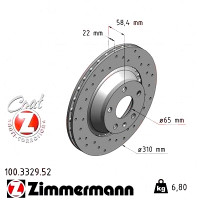 Спортивный задний тормозной диск с перфорацией 310x22 100332952 Otto Zimmermann Sport Z