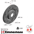 Спортивний передній лівий гальмівний диск з насічками 345x29,5 Zimmermann Black Z
