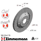 Задний левый тормозной диск 335x22 100334170 Otto Zimmermann Formula Z