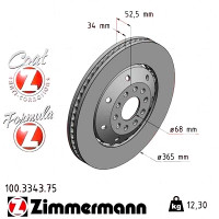100.3343.75 Zimmermann Formula Z Передний левый тормозной диск 365,0x34,0 на AUDI A6 (4B2, C5) с двигателем RS6 quattro