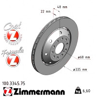 100.3345.75 Zimmermann Formula Z Задний левый тормозной диск 335x22 на AUDI A6 Avant (4B5, C5) с двигателем RS6 quattro