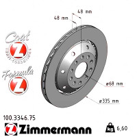 100.3346.75 Zimmermann Formula Z Задний правый тормозной диск 335x22 на AUDI A6 Avant (4B5, C5) с двигателем RS6 quattro