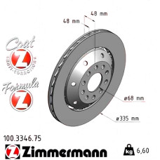 100.3346.75 Zimmermann Formula Z Задний правый тормозной диск 335x22 на AUDI A6 Avant (4B5, C5) с двигателем RS6 plus quattro