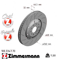Передній лівий гальмівний диск 360x32 100334770 Otto Zimmermann Formula Z