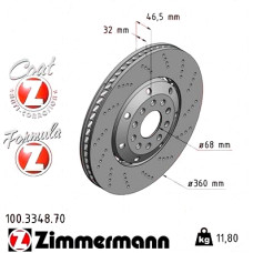 Передній правий гальмівний диск 360x32 100334870 Otto Zimmermann Formula Z