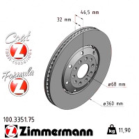 Передній лівий гальмівний диск 360x32 100335175 Otto Zimmermann Formula Z