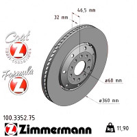 Передній правий гальмівний диск 360x32 100335275 Otto Zimmermann Formula Z