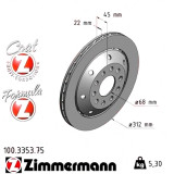 Задній лівий гальмівний диск 312x22 100335375 Otto Zimmermann Formula Z