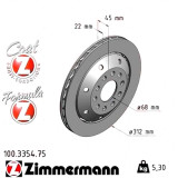 Задній правий гальмівний диск 312x22 100335475 Otto Zimmermann Formula Z