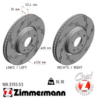 Спортивний передній гальмівний диск з насічками 320x30 100335553 Otto Zimmermann Black Z