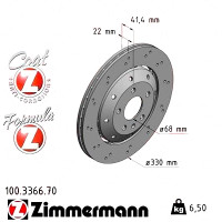 100.3366.70 Zimmermann Formula Z Задний тормозной диск 330x22 на AUDI A5 Cabriolet (8F7) с двигателем RS5 quattro
