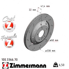 100.3366.70 Zimmermann Formula Z Задний тормозной диск 330x22 на AUDI A5 Cabriolet (8F7) с двигателем RS5 quattro