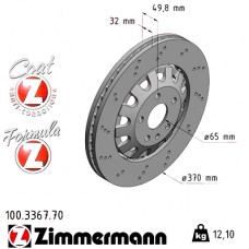 Передний тормозной диск 370x32 100336770 Otto Zimmermann Formula Z