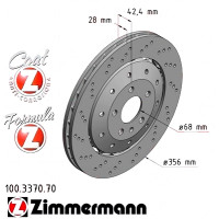 100.3370.70 Zimmermann Formula Z Задній гальмівний диск 356x28 на AUDI A6 (4F2, C6) з двигуном RS6 quattro