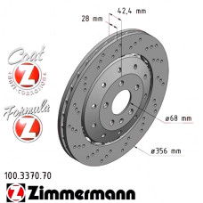 100.3370.70 Zimmermann Formula Z Задній гальмівний диск 356x28 на AUDI A6 (4F2, C6) з двигуном RS6 quattro