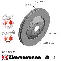100.3375.75 Zimmermann Formula Z Передний тормозной диск 399,5x38 на AUDI Q7 (4MB, 4MG) с двигателем 3.0 TDI quattro