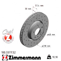 100.3377.52 Zimmermann Sport Z Спортивный передний тормозной диск с перфорацией 318x30 на AUDI A5 Sportback (F5A, F5F) с двигателем 2.0 TFSI quattro