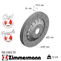 100.3383.70 Zimmermann Formula Z Передний тормозной диск 369x34 на AUDI A3 Sportback (8VA, 8VF) с двигателем RS3 quattro