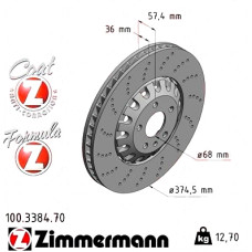 100.3384.70 Zimmermann Formula Z Передний тормозной диск 374,5x36 на AUDI A4 Avant (8W5, 8WD, B9) с двигателем RS4 quattro