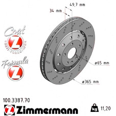 Передний тормозной диск 365x34 100338770 Otto Zimmermann Formula Z