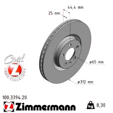 Передний тормозной диск 312x25 100339420 Otto Zimmermann CoatZ