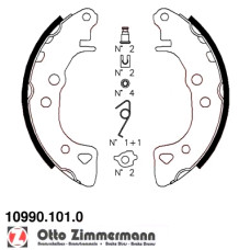 10990.101.0 Zimmermann Комплект тормозных колодок для стояночного тормоза на PEUGEOT 106 II (1A_, 1C_) с двигателем 1.1 i