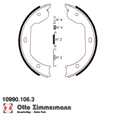 10990.106.3 Zimmermann Комплект тормозных колодок для стояночного тормоза на VW TOUAREG (7LA, 7L6, 7L7) с двигателем 2.5 R5 TDI