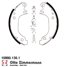 Комплект тормозных колодок для стояночного тормоза 109901361 Otto Zimmermann