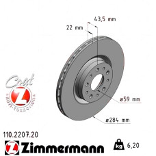 Передний тормозной диск 284x22 110220720 Otto Zimmermann CoatZ