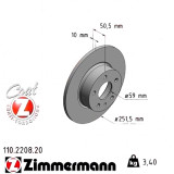 Задний тормозной диск 251,5x10 110220820 Otto Zimmermann CoatZ