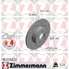 Спортивный задний тормозной диск с перфорацией 251,5x10 110220852 Otto Zimmermann Sport Z