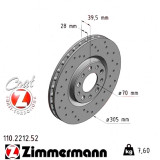 Спортивный передний тормозной диск с перфорацией 305x28 110221252 Otto Zimmermann Sport Z
