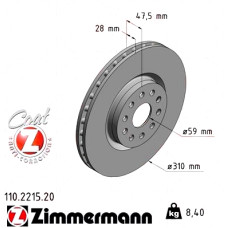Передний тормозной диск 310x28 110221520 Otto Zimmermann CoatZ