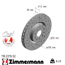 Спортивный передний тормозной диск с перфорацией 310x28 110221552 Otto Zimmermann Sport Z