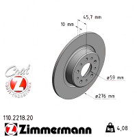 110.2218.20 Zimmermann Задній гальмівний диск 276x10 на ALFA ROMEO 156 (932_) з двигуном 1.9 JTD (932.AXN00, 932.BXE00)