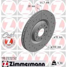 Спортивный передний тормозной диск с перфорацией 330x28 110222252 Otto Zimmermann Sport Z