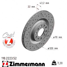 Спортивный задний тормозной диск с перфорацией 320x22 110222352 Otto Zimmermann Sport Z