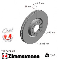 Передній гальмівний диск 305x28 110222420 Otto Zimmermann CoatZ