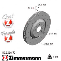 110.2226.70 Zimmermann Formula Z Передний тормозной диск 305x28 на ALFA ROMEO 4C SPIDER (961_) с двигателем 1.8 (960.DXB1A, 960CXB1A)