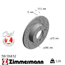 Спортивный передний тормозной диск с перфорацией 286x12 150126852 Otto Zimmermann Sport Z