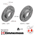 Спортивний передній гальмівний диск з насічками 286x22 Zimmermann Black Z