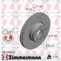Спортивний передній гальмівний диск з перфорацією 334x32 Zimmermann Sport Z