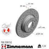 Спортивный задний тормозной диск с перфорацией 328x20 150128152 Otto Zimmermann Sport Z