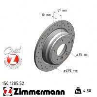 Спортивный задний тормозной диск с перфорацией 298x10 150128552 Otto Zimmermann Sport Z