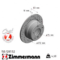 Спортивний задній гальмівний диск з перфорацією 272x10 150128752 Otto Zimmermann Sport Z