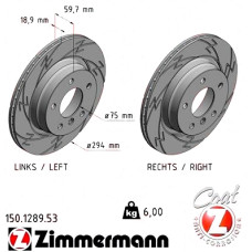 Спортивный задний тормозной диск с насечками 294x18,9 150128953 Otto Zimmermann Black Z