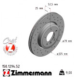 Спортивный передний тормозной диск с перфорацией 325x25 150129452 Otto Zimmermann Sport Z
