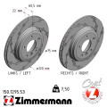 Спортивний задній гальмівний диск з насічками 320x22 Zimmermann Black Z