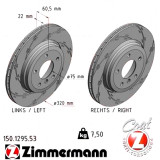 Спортивный задний тормозной диск с насечками 320x22 150129553 Otto Zimmermann Black Z