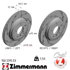 Спортивный задний тормозной диск с насечками 320x22 150129553 Otto Zimmermann Black Z